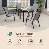 Mesh Fabric Stackable Garden Chairs in Set of 4 - Velmora