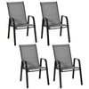 Mesh Fabric Stackable Garden Chairs in Set of 4 - Velmora