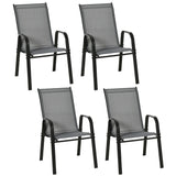 Mesh Fabric Stackable Garden Chairs in Set of 4 - Velmora