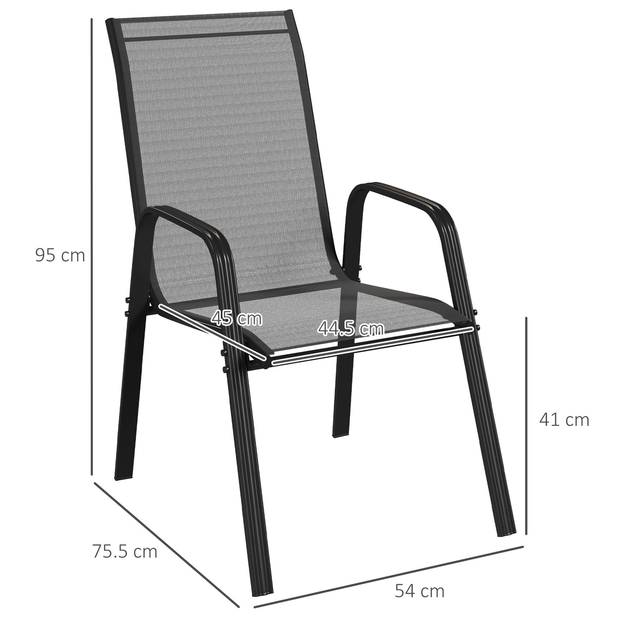 Mesh Fabric Stackable Garden Chairs in Set of 4 - Velmora