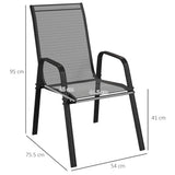 Mesh Fabric Stackable Garden Chairs in Set of 4 - Velmora