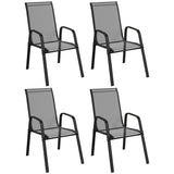 Mesh Fabric Stackable Garden Chairs in Set of 4 - Velmora