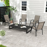 Mesh Fabric Stackable Garden Chairs in Set of 4 - Velmora