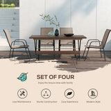 Mesh Fabric Stackable Garden Chairs in Set of 4 - Velmora