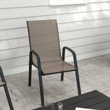 Mesh Fabric Stackable Garden Chairs in Set of 4 - Velmora