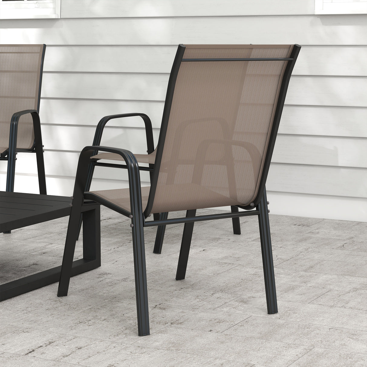 Mesh Fabric Stackable Garden Chairs in Set of 4 - Velmora