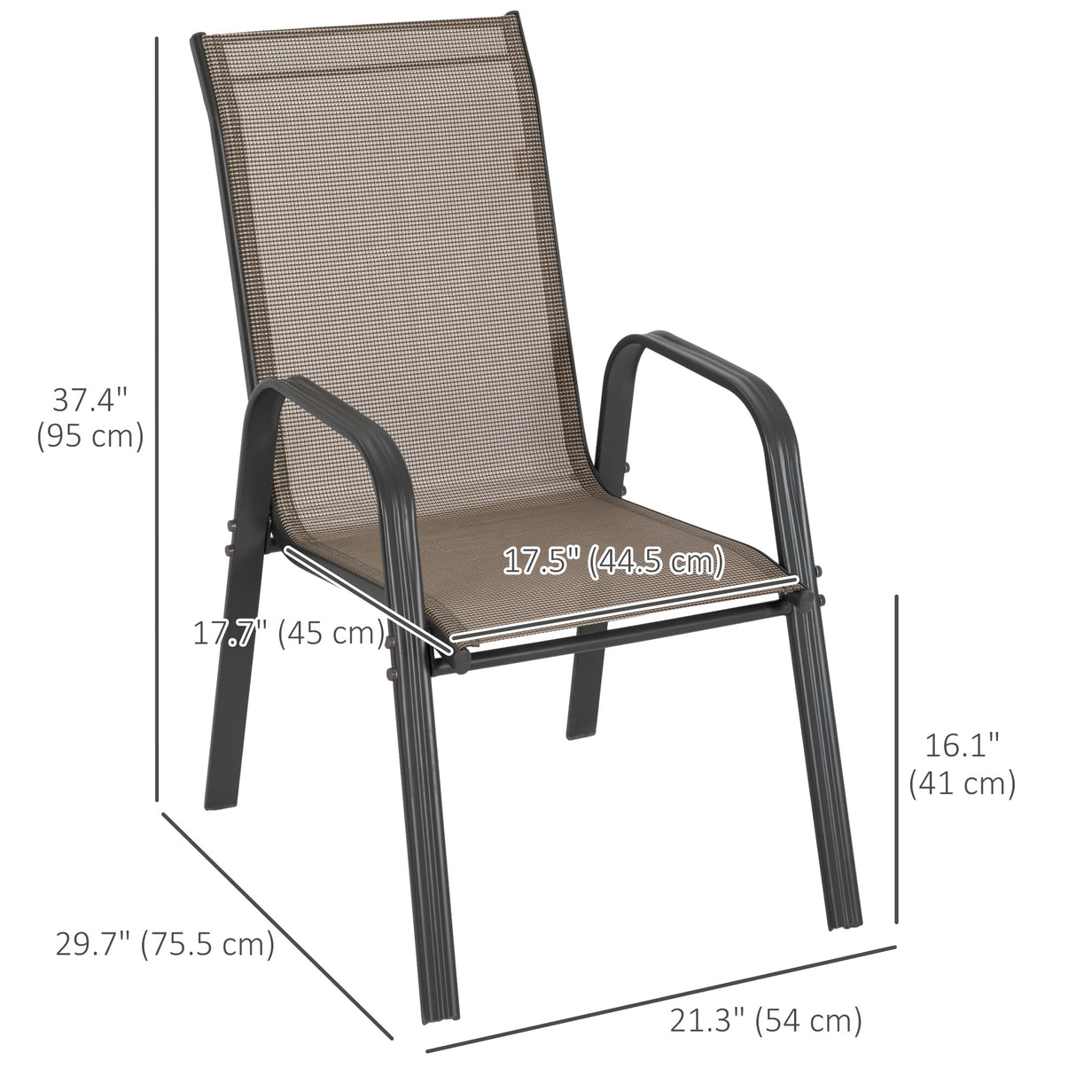 Mesh Fabric Stackable Garden Chairs in Set of 4 - Velmora