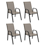 Mesh Fabric Stackable Garden Chairs in Set of 4 - Velmora