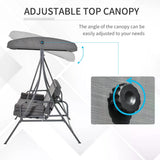 Metal 2 in 1 Patio 3 Seater Swing Chair Hammock With Adjustable Canopy - Velmora