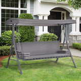 Metal 2 in 1 Patio 3 Seater Swing Chair Hammock With Adjustable Canopy - Velmora