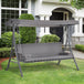 Metal 2 in 1 Patio 3 Seater Swing Chair Hammock With Adjustable Canopy - Velmora