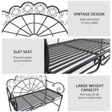 Metal 2 Seater Garden Bench Loveseat With Slatted Seat - Velmora