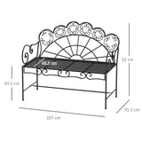 Metal 2 Seater Garden Bench Loveseat With Slatted Seat - Velmora