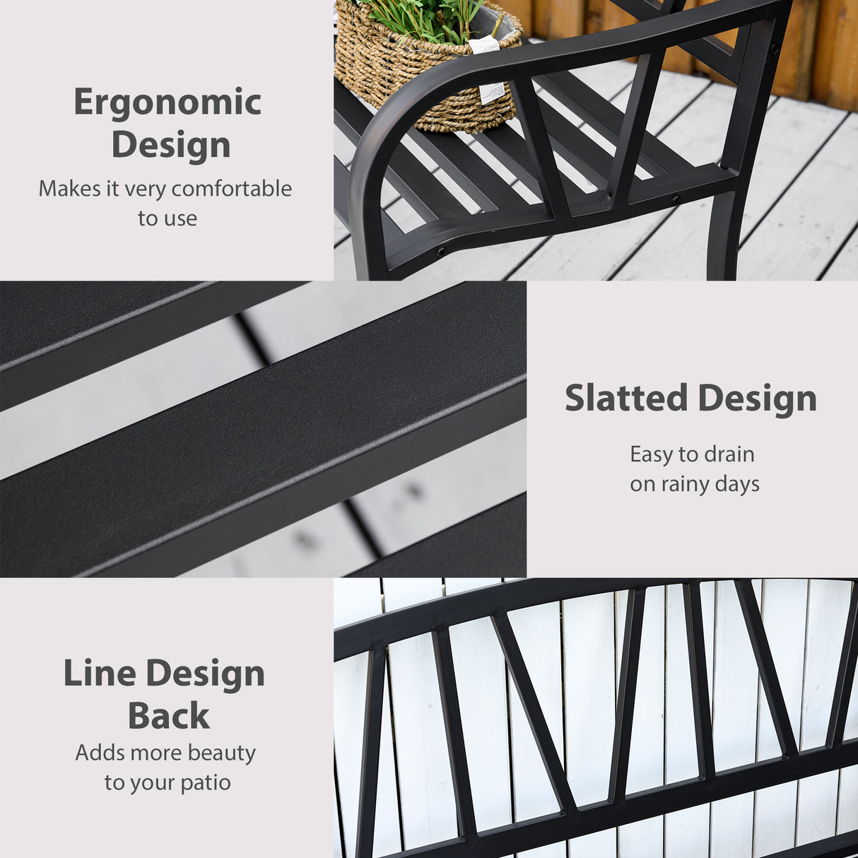 Metal 2 Seater Garden Bench Loveseat - Velmora