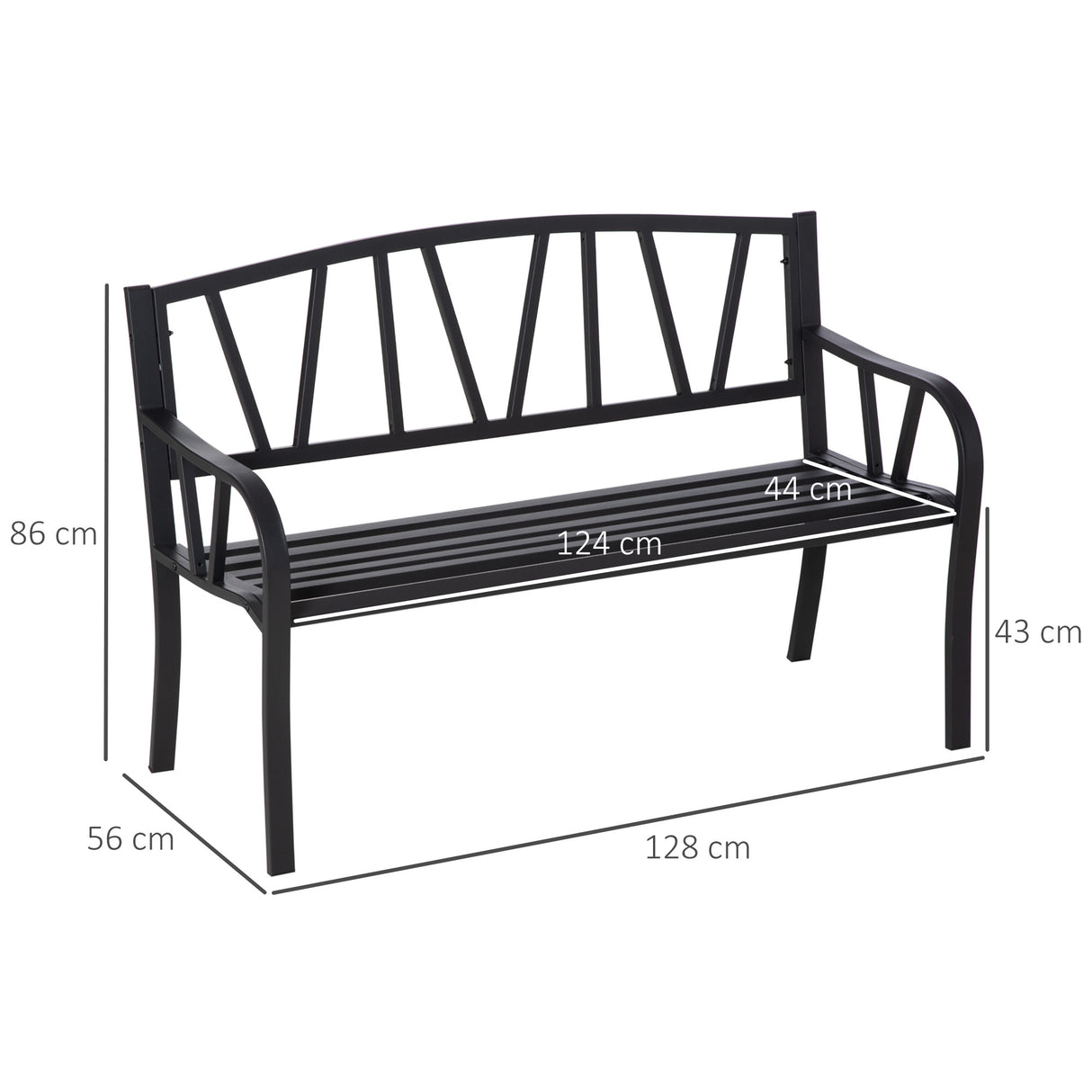 Metal 2 Seater Garden Bench Loveseat - Velmora