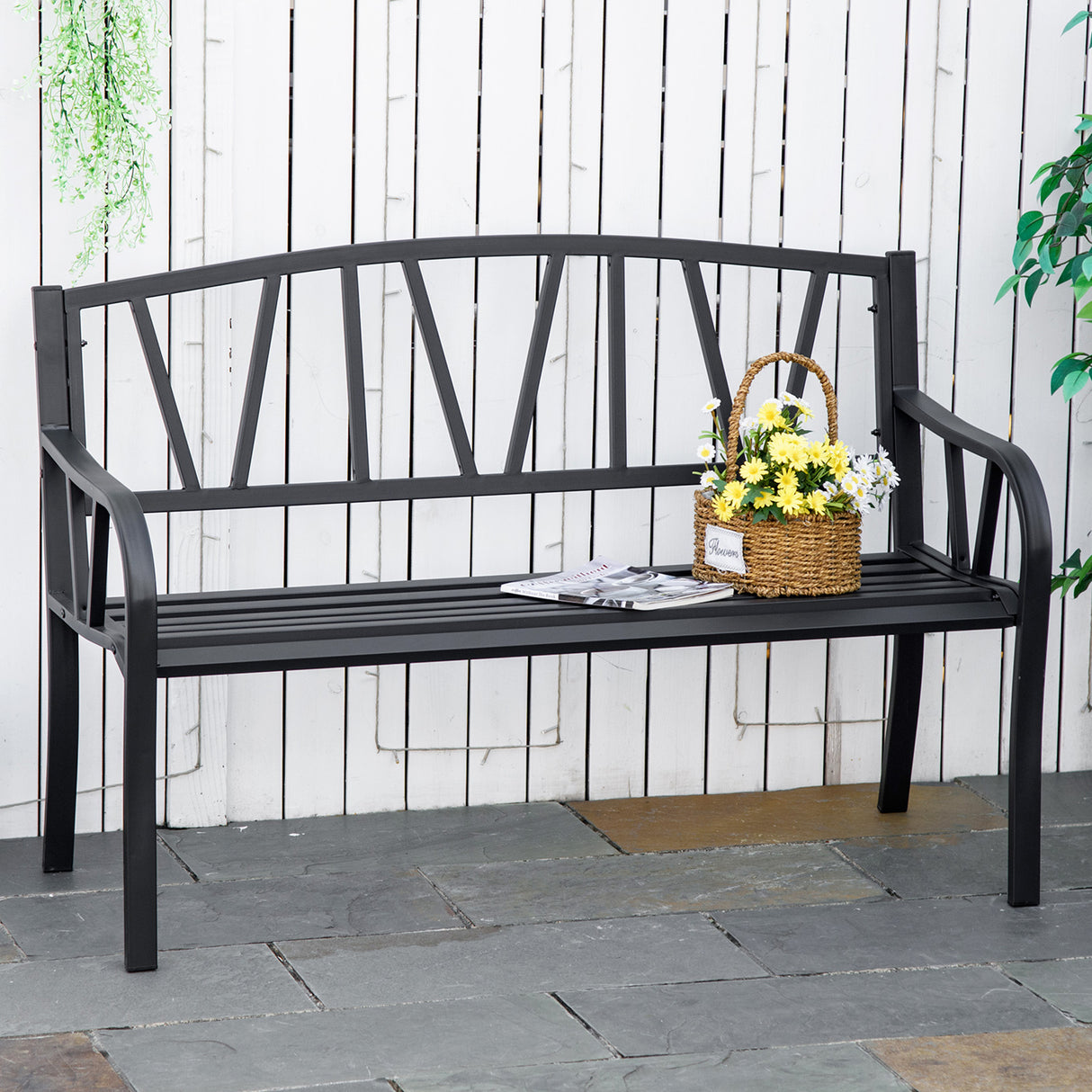 Metal 2 Seater Garden Bench Loveseat - Velmora