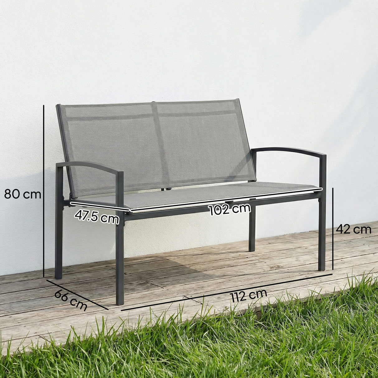 Metal 2 Seater Garden Bench - Velmora