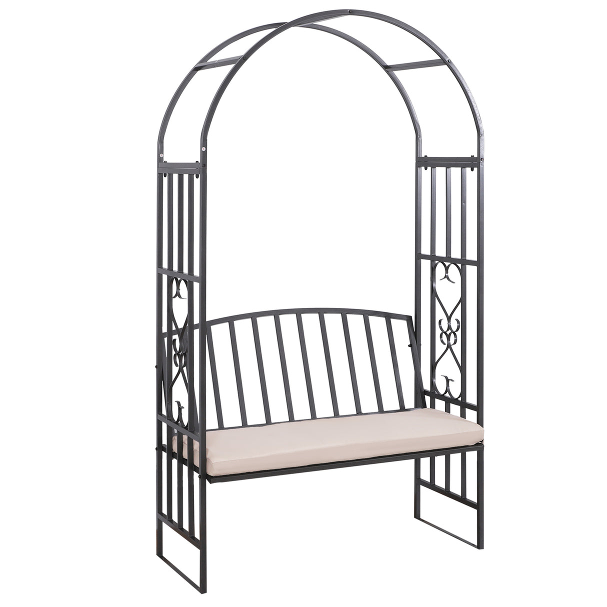 Metal 2 Seater Garden Bench With Arch - Velmora