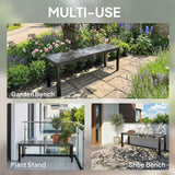 Metal 2 Seater Garden Bench With Wood-Effect Slatted Seat - Velmora