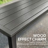 Metal 2 Seater Garden Bench With Wood-Effect Slatted Seat - Velmora