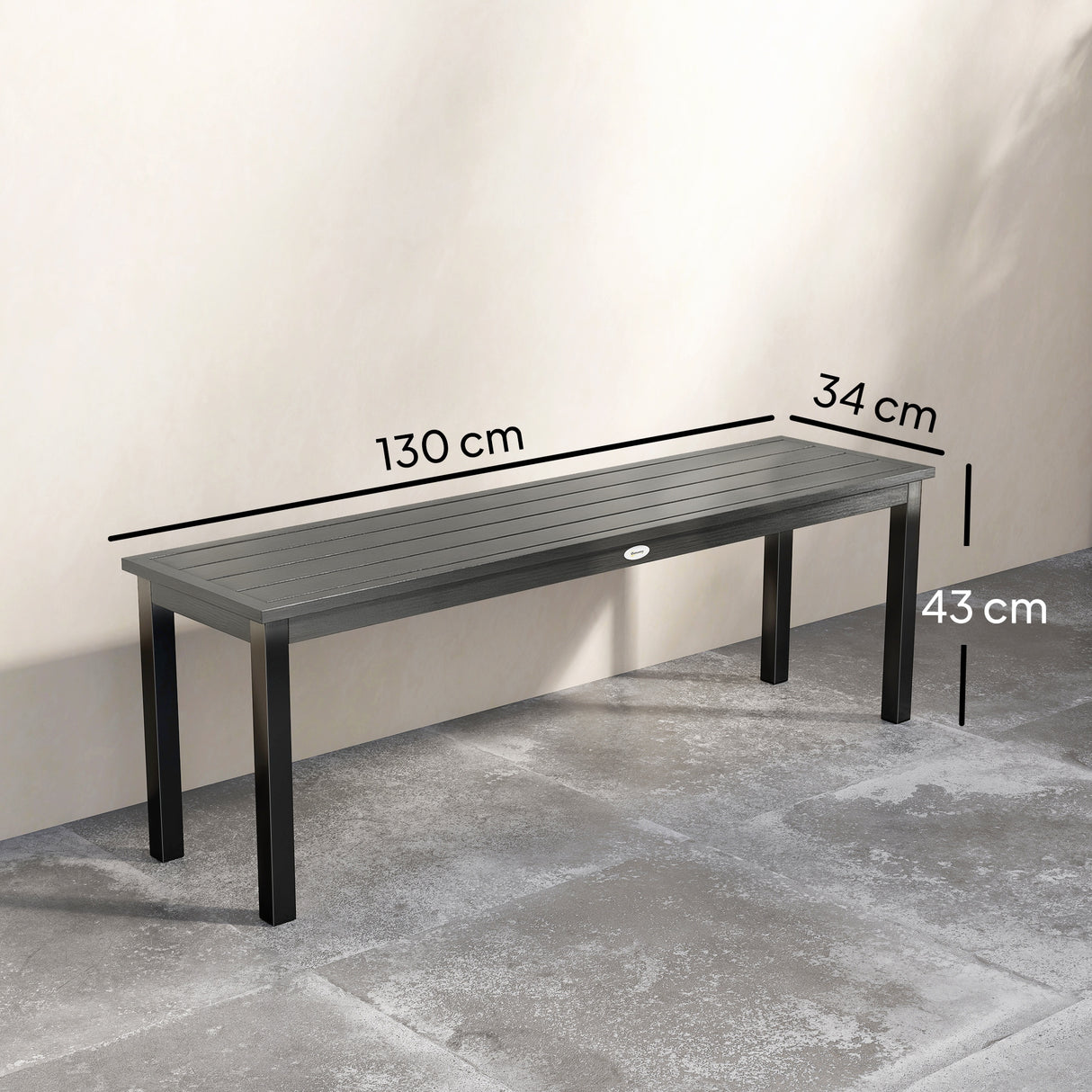Metal 2 Seater Garden Bench With Wood-Effect Slatted Seat - Velmora