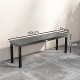Metal 2 Seater Garden Bench With Wood-Effect Slatted Seat - Velmora