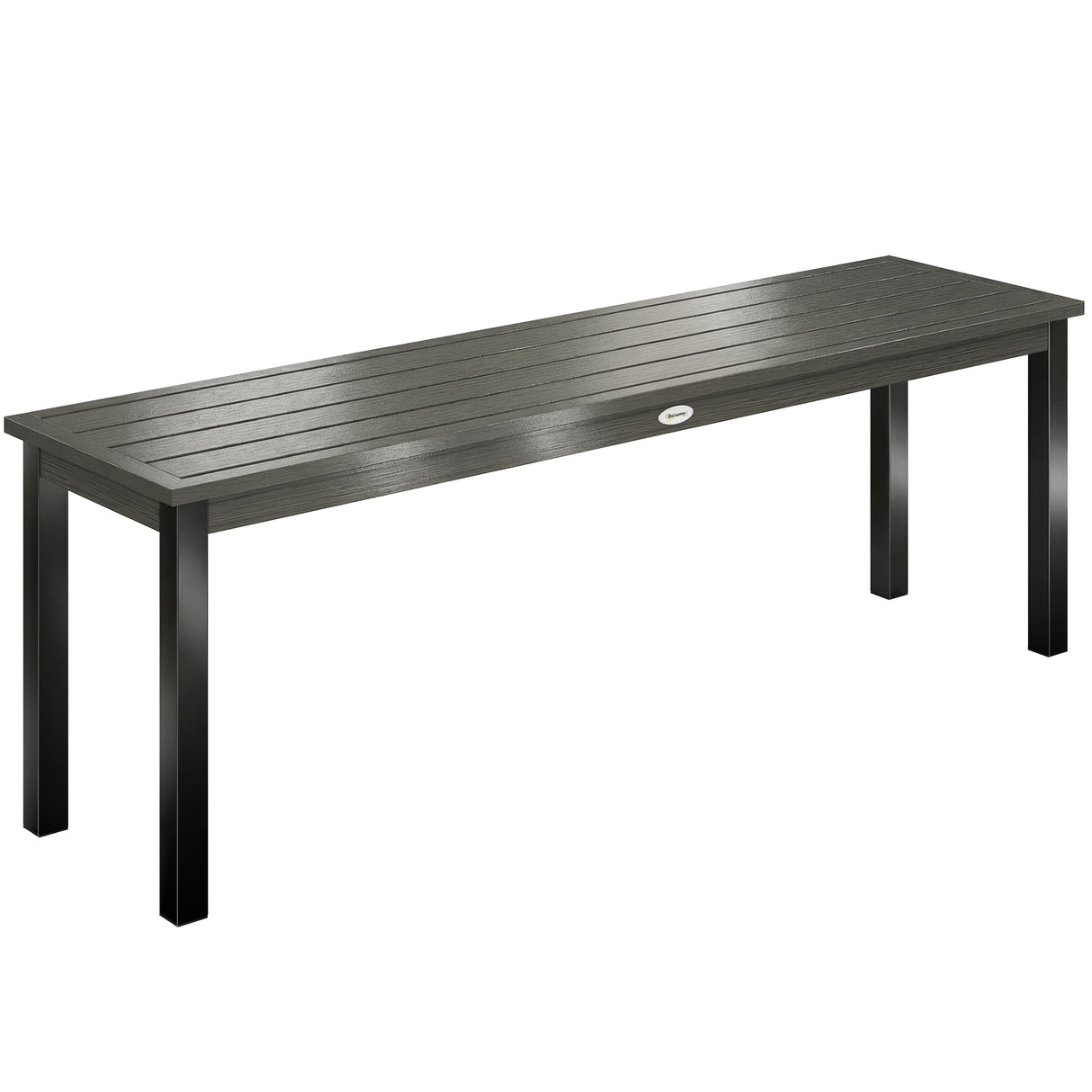 Metal 2 Seater Garden Bench With Wood-Effect Slatted Seat - Velmora
