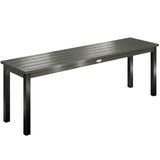 Metal 2 Seater Garden Bench With Wood-Effect Slatted Seat - Velmora