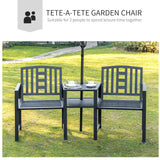 Metal 2 Seater Garden Chair Bench Loveseats With Coffee Table - Velmora