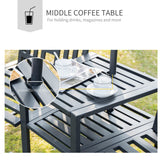 Metal 2 Seater Garden Chair Bench Loveseats With Coffee Table - Velmora