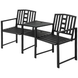 Metal 2 Seater Garden Chair Bench Loveseats With Coffee Table - Velmora