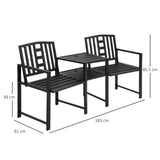 Metal 2 Seater Garden Chair Bench Loveseats With Coffee Table - Velmora