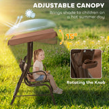 Metal 2 Seater Kids Garden Swing Bench With Adjustable Awning And Seatbelt - Velmora