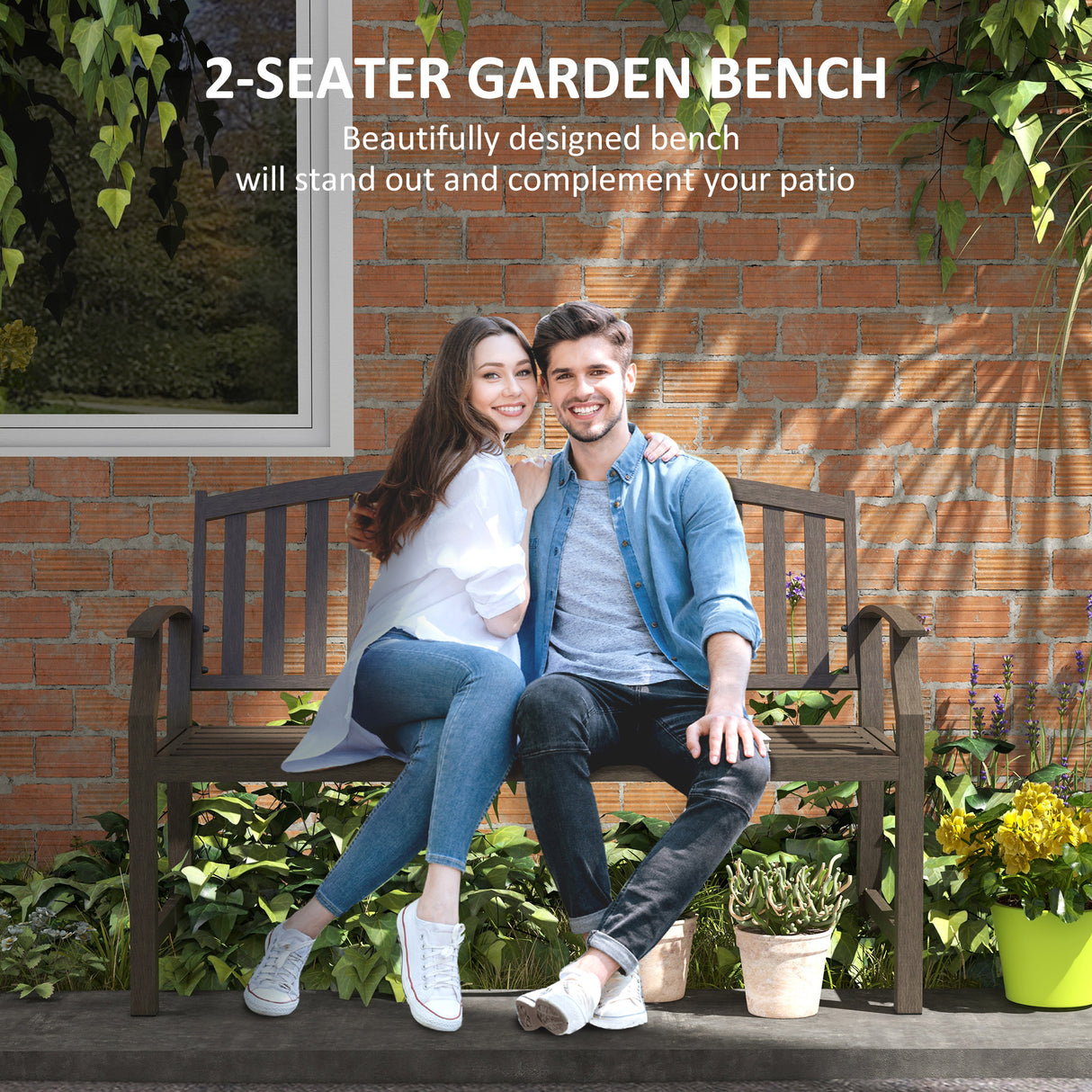 Metal 2 Seater Simple Garden Bench - Velmora