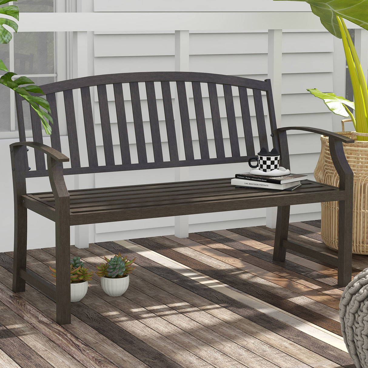 Metal 2 Seater Simple Garden Bench - Velmora