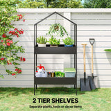 Metal 2 Tier Plant Stand 75cm Wide - Velmora