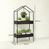 Metal 2 Tier Plant Stand 75cm Wide - Velmora