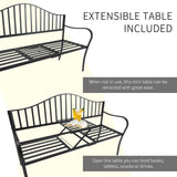 Metal 2 to 3 Seater Garden Bench With Table - Velmora