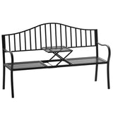 Metal 2 to 3 Seater Garden Bench With Table - Velmora
