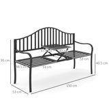 Metal 2 to 3 Seater Garden Bench With Table - Velmora