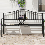 Metal 2 to 3 Seater Garden Bench With Table - Velmora