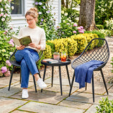 Metal 3 Pieces Garden Bistro Set With 2 Chairs And Round Table - Velmora
