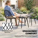 Metal 3 Pieces Garden Bistro Set With 2 Chairs And Round Table - Velmora
