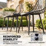 Metal 3 Pieces Garden Bistro Set With 2 Chairs And Round Table - Velmora