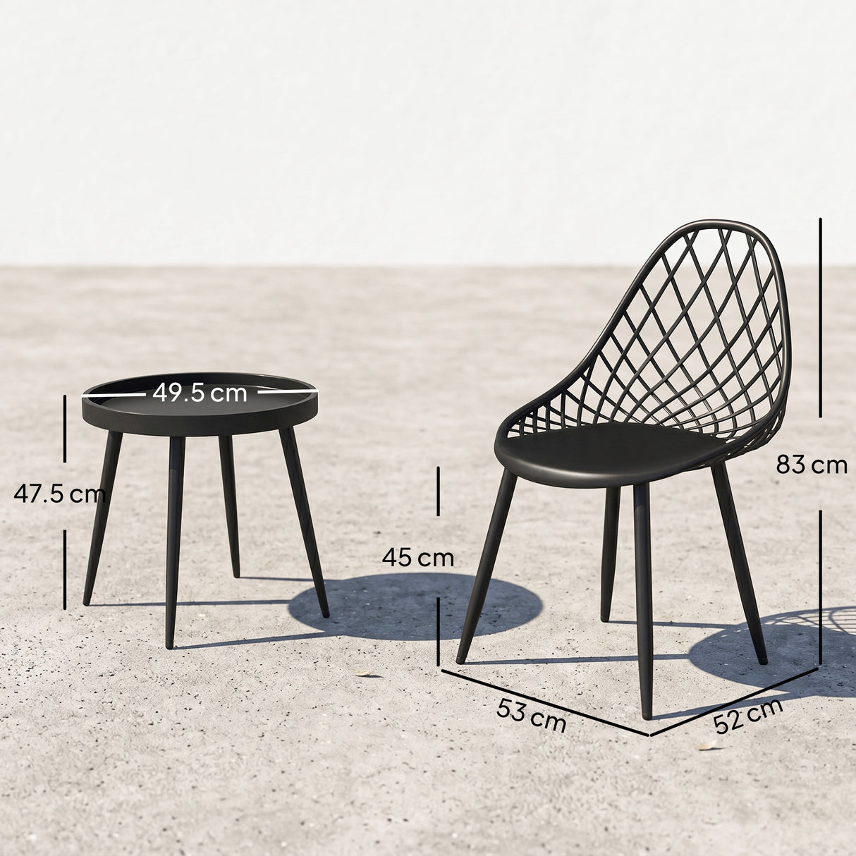 Metal 3 Pieces Garden Bistro Set With 2 Chairs And Round Table - Velmora
