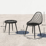 Metal 3 Pieces Garden Bistro Set With 2 Chairs And Round Table - Velmora