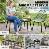 Metal 3 Pieces Garden Bistro Set With 2 Chairs And Round Table - Velmora