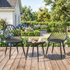 Metal 3 Pieces Garden Bistro Set With 2 Chairs And Round Table - Velmora