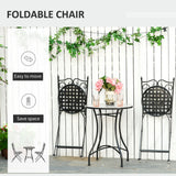Metal 3 Pieces Garden Bistro Set With 2 Folding Chairs in Mosaic Tiles - Velmora
