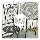 Metal 3 Pieces Garden Bistro Set With 2 Folding Chairs in Mosaic Tiles - Velmora